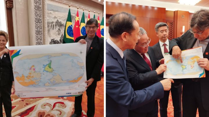 Mapa do IBGE com Brasil no centro encanta autoridades no Fórum China-CELAC