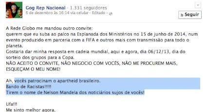 Rapper esnoba convite da Globo e da Fifa: “Vocês patrocinam o apartheid brasileiro”