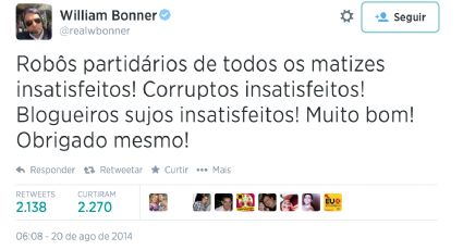 Bonner responde à “blogosfera suja” no Twitter