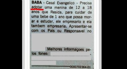 Anúncio em jornal procura menina de ‘12 a 18 anos’ para trabalhar como babá