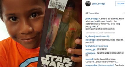 Ator de 'Star Wars' posta foto de menino negro brasileiro se reconhecendo em seu personagem 