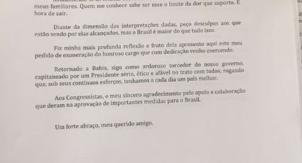 Geddel entrega carta de demissão para evitar fim antecipado do governo Temer