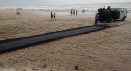 Absurdo sem fim: Praia no RS ganha pista de asfalto até o mar