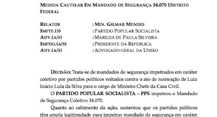 Advogada que representou PPS em ação contra Lula trabalha em instituto do qual Gilmar Mendes é sócio