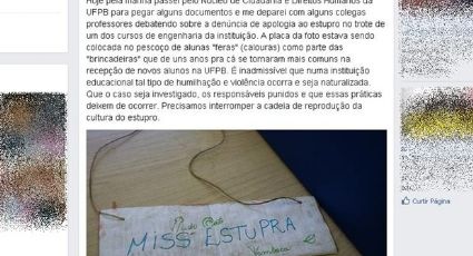 “Miss Estupra”: apologia ao estupro no trote da UFPB será investigado