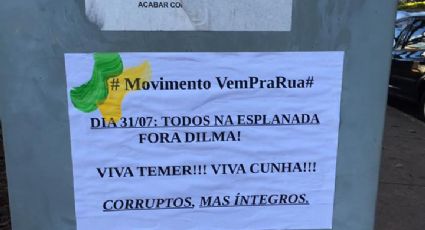 Cartaz do 'Vem Pra Rua' traz apoio a Temer e Cunha: “Corruptos, mas íntegros”