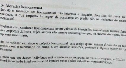 Curso de porteiros ensina que amigos de gays são “oriundos do submundo do crime”