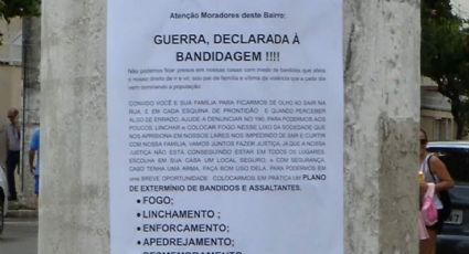 Cartaz fixado em poste em Vitória convoca moradores a formar grupo de extermínio