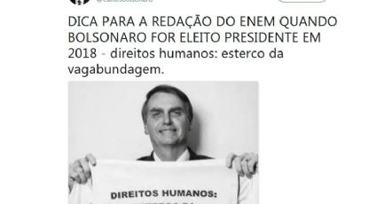 Filho de Bolsonaro comemora decisão que libera afrontar os direitos humanos na redação do Enem