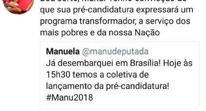 Após polêmica sobre candidatura, Flávio Dino deseja boa sorte à Manu pelo Twitter