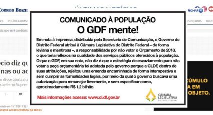 Guerra entre poderes: Câmara Legislativa de Brasília faz publicidade para atacar governo do Estado