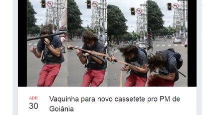 Grupo faz “vaquinha” pra dar novo cassetete ao PM que agrediu jovem em manifestação