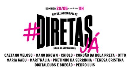 Artistas convocam para evento pelas Diretas Já, domingo em Copacabana