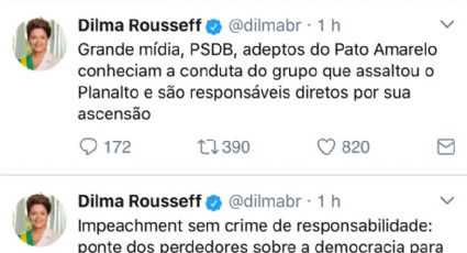 Golpe deixou o país com o único presidente denunciado por corrupção, diz Dilma