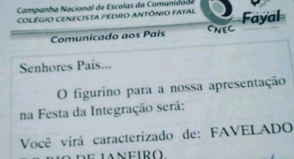 Escola em Santa Catarina pede para alunos irem fantasiados de "favelado do Rio de Janeiro"