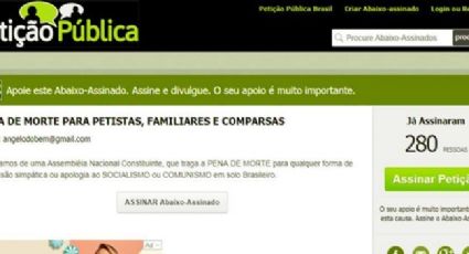 Site exclui petição que pedia pena de morte para petistas, socialistas e comunistas