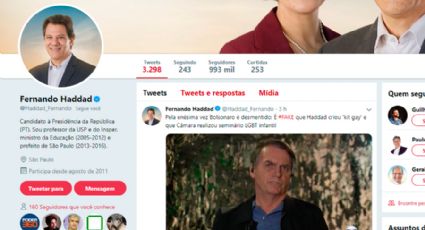 "Pela enésima vez", Haddad volta ao Twitter para desmentir fake news de Bolsonaro sobre "kit gay"