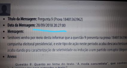 “Certamente não foi na inocência”, diz aluna sobre prova da Unip que associa PT à corrupção