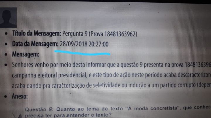 “Certamente não foi na inocência”, diz aluna sobre prova da Unip que associa PT à corrupção