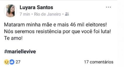 Filha de Marielle desabafa: “Mataram minha mãe e mais 46 mil eleitores”