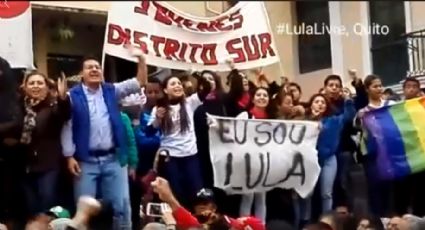 Manifestação pela libertação de Lula nas ruas de Quito. Vídeo