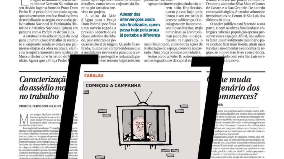 O jornal O Estado com a charge de Lula. Foto: Reprodução