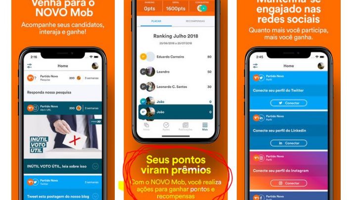 Aplicativo do Novo troca pontos por prêmios, prática ilegal pela legislação eleitoral