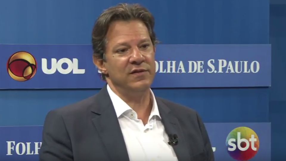Haddad em sabatina da Folha. Foto: Reprodução