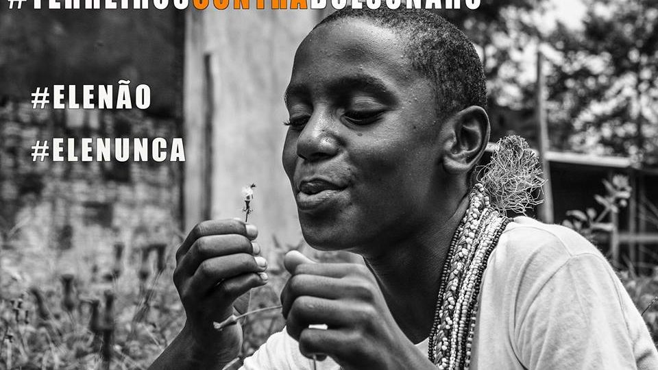 Banner Terreiros contra Bolsonaro. Foto: Reprodução