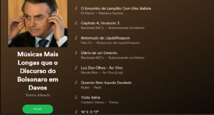 Spotify ganha playlist com “músicas mais longas do que o discurso do Bolsonaro em Davos”