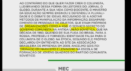 Em nota oficial, Ministério da Educação chama jornalista d'O Globo de agente da KGB