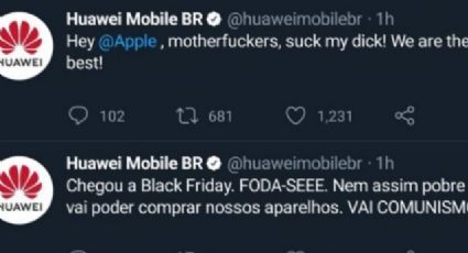 Twitter invadido da Huawei Brasil posta mensagem de "Vai Comunismo!" e ofensa a Apple