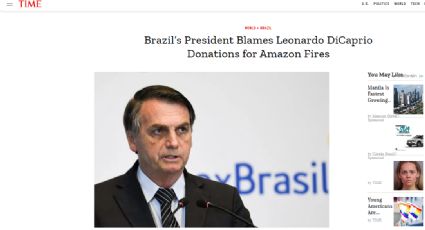 Ataque de Bolsonaro a Leonardo DiCaprio vira destaque na Time