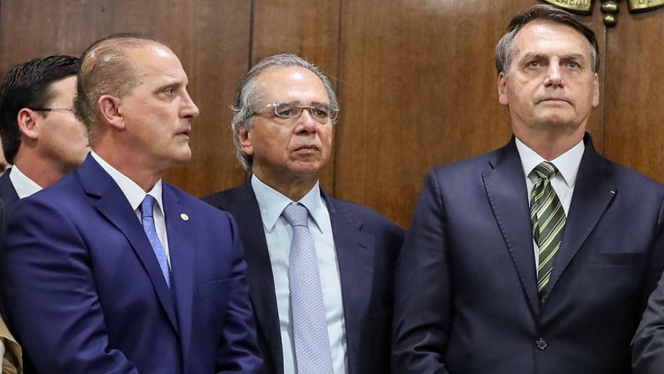Onyx Lorenzoni, Paulo Guedes e Bolsonaro (Foto: Marcos Corrêa/PR)