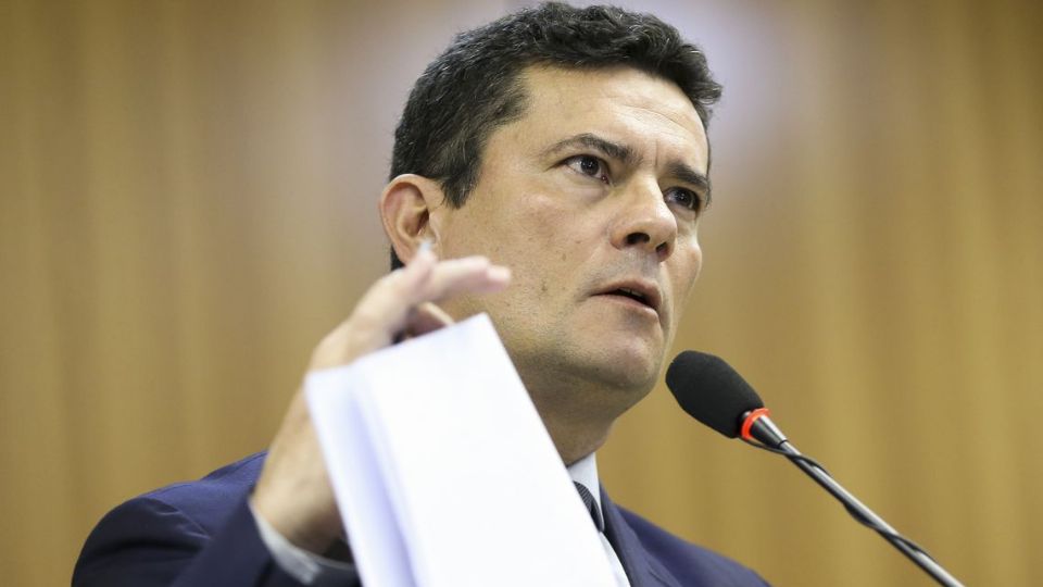 O ministro da Justiça e Segurança Pública, Sergio Moro, durante entrevista coletiva, após reunião com governadores e secretários estaduais de Segurança Pública para apresentar o Projeto de Lei Anticrime.