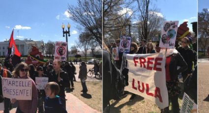 Norte-americanos e brasileiros protestam contra Bolsonaro em Washington