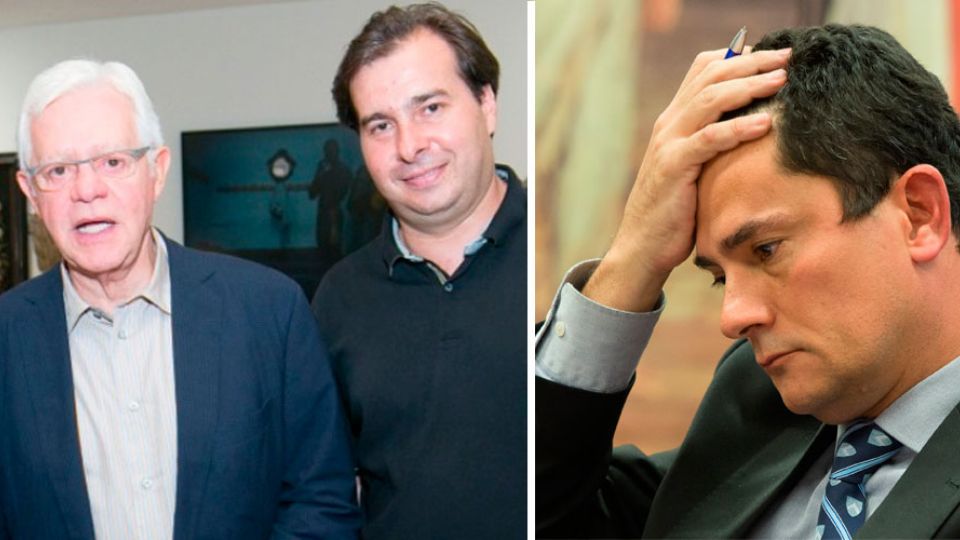 Moreira Franco com Rodrigo Maia e Sergio Moro (no detalhe) (Arquivo)