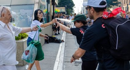 Isabella Trevisani xinga feministas e descarrega spray de gengibre em manifestantes