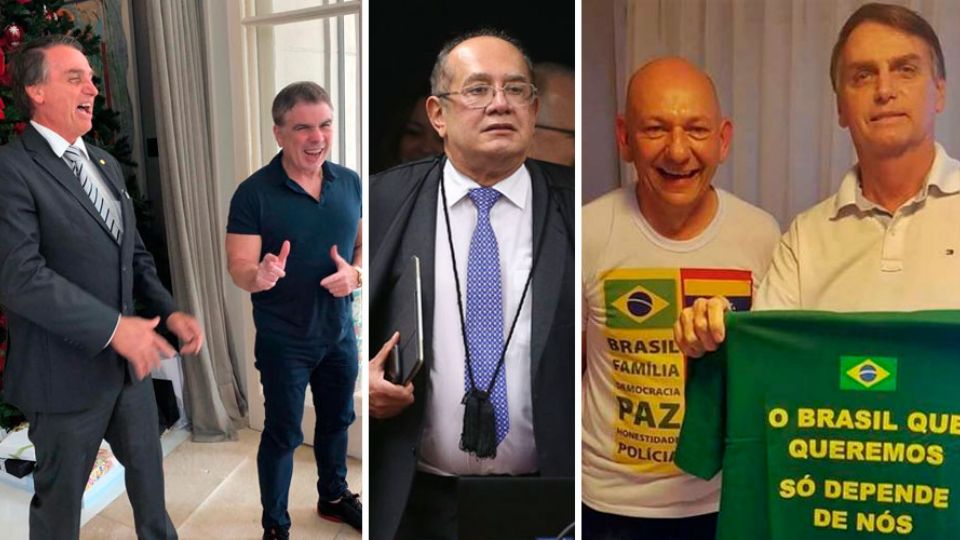 Bolsonaro com Flávio Rocha e Luciano Hang, que querem impeachment de Gilmar Mendes (Reprodução)