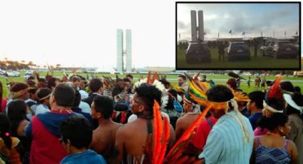 Vídeo: Polícia quer transferir ato de indígenas para Museu do Índio; Força Nacional vigia com helicóptero