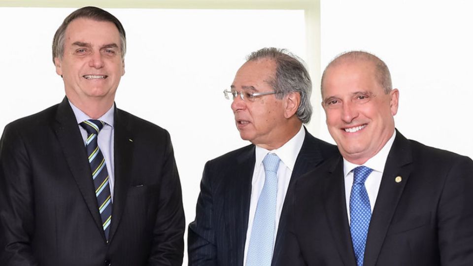 Bolsonaro, Paulo Guedes e Onyx Lorenzoni (Marcos Corrêa/PR)