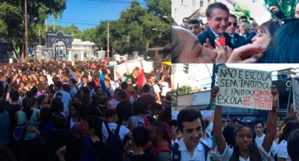 Alunos e professores de escolas federais protestam em frente a Colégio Militar visitado por Bolsonaro no RJ