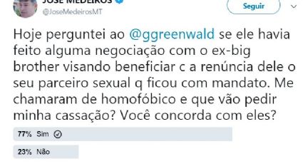 Deputado que chamou David Miranda de "parceiro sexual" de Glenn leva invertida nas redes