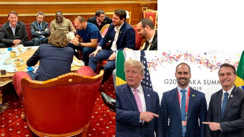 Eduardo Bolsonaro na comitiva que acompanhou o pai, Jair, no G20 (Reprodução/Twitter)