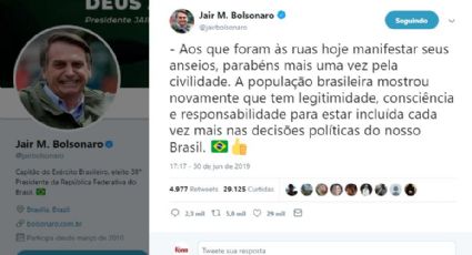 Apesar de menor adesão, Bolsonaro celebra manifestações: "parabéns pela civilidade"