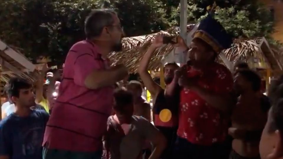 Weintraub discute com indígena em Santarém, no Pará (Reprodução/Youtube)