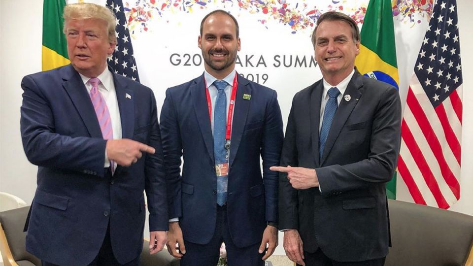 Trump., Eduardo e Bolsonaro (Foto: Reprodução/Facebook)
