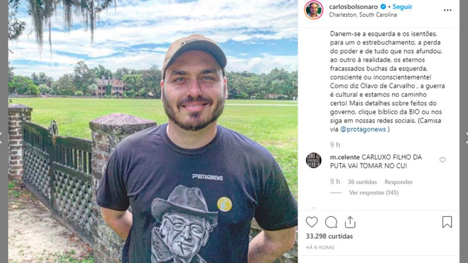 Carlos Bolsonaro curtindo férias nos Estados Unidos (Reprodução)
