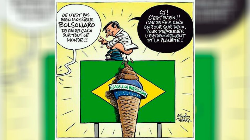Bolsonaro sob a ótica do artunista Nicolas Tabary, do Charlie Hebdo (Reprodução)