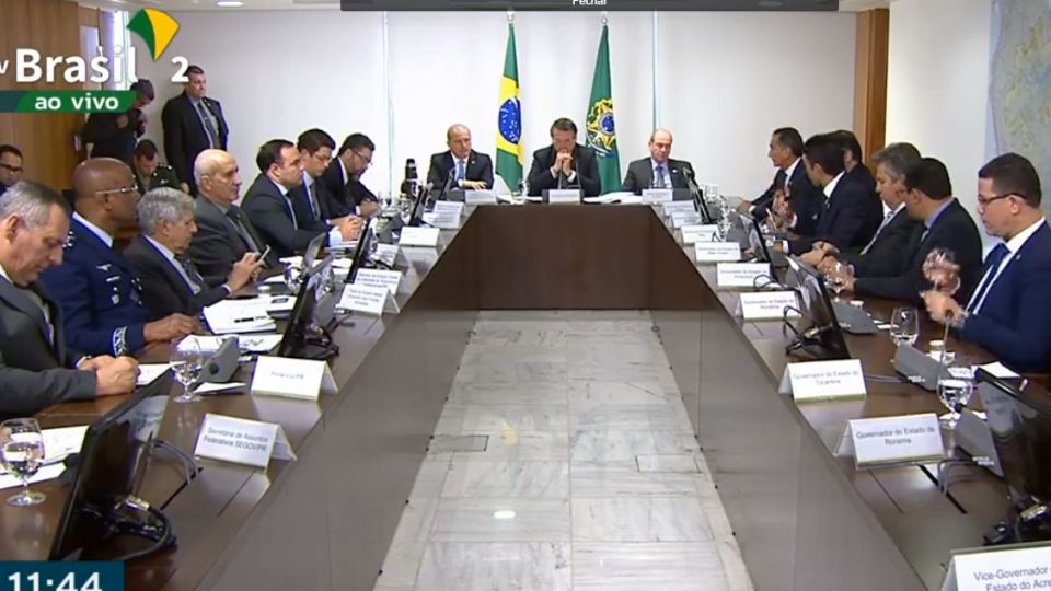 Bolsonaro em reunião com governadores da Amazônia Legal. (Foto: Reprodução)
